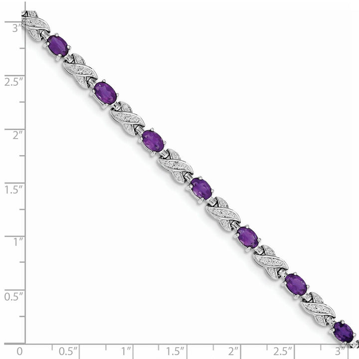 Silver Oval Cut Amethyst Gemstone Bracelet