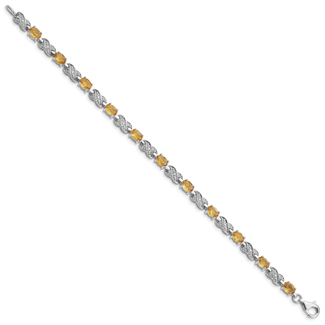 Silver Round Cut Citrine Gemstone Bracelet