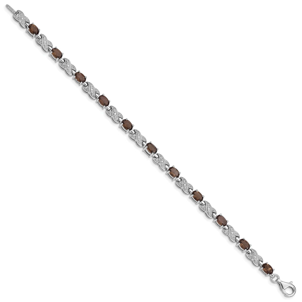 Silver Polished Smoky Quartz Gemstone Bracelet
