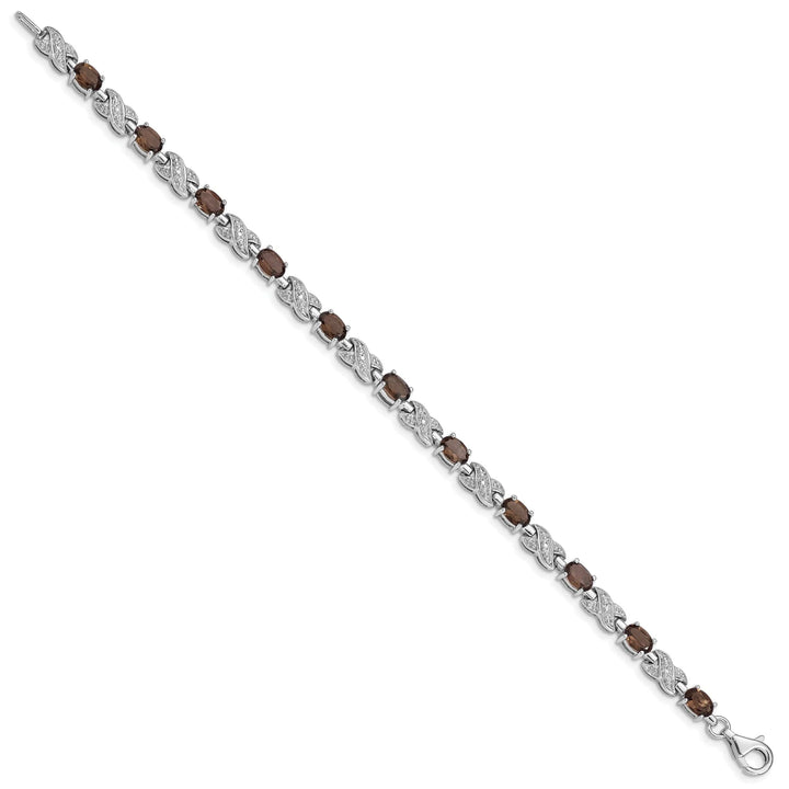 Silver Polished Smoky Quartz Gemstone Bracelet