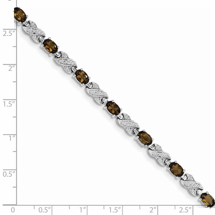 Silver Polished Smoky Quartz Gemstone Bracelet