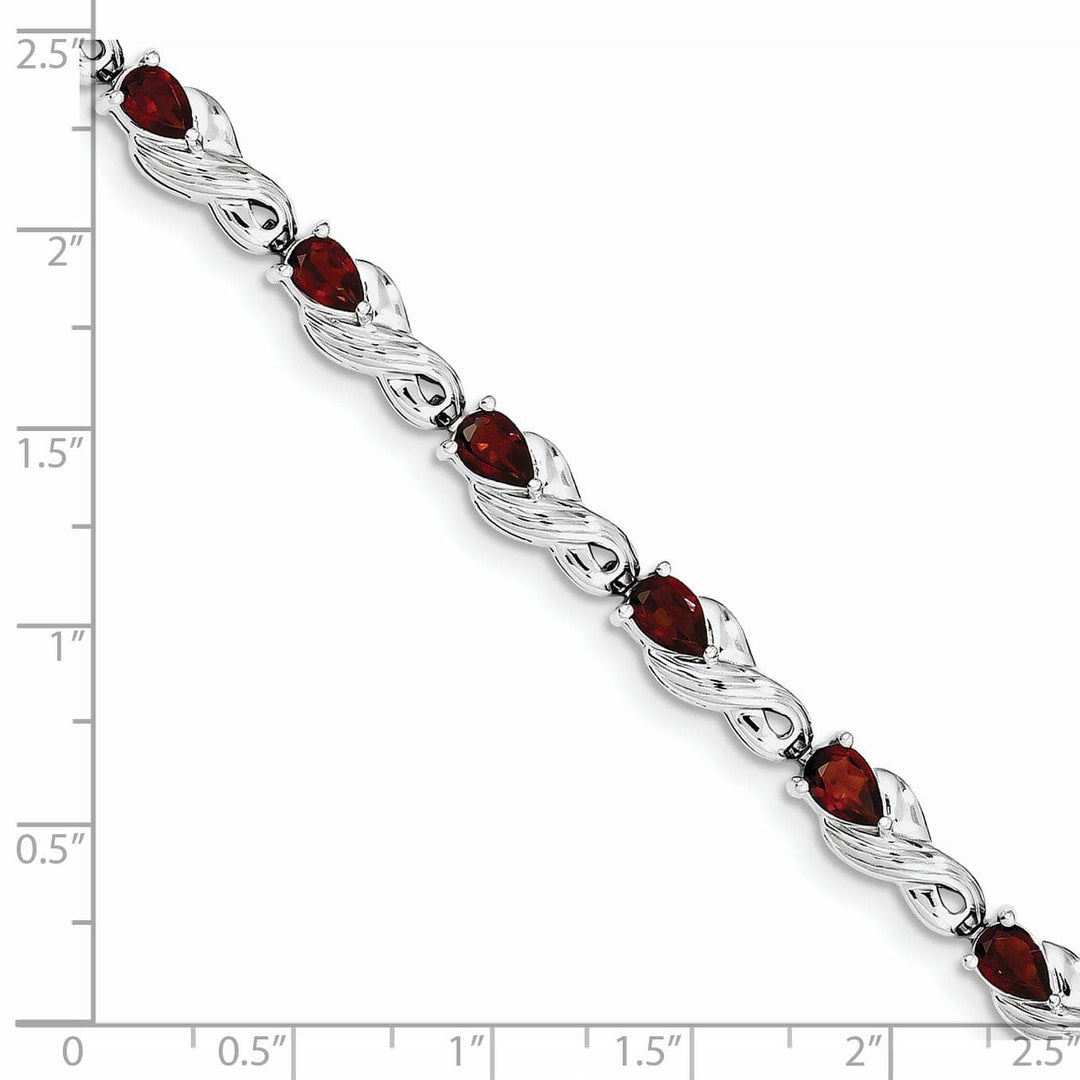 Silver Oval Cut Garnet Gemstone Bracelet