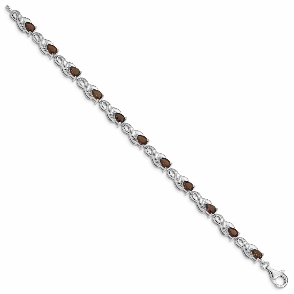 Silver Pear Shap Smoky Quartz Gemstone Bracelet