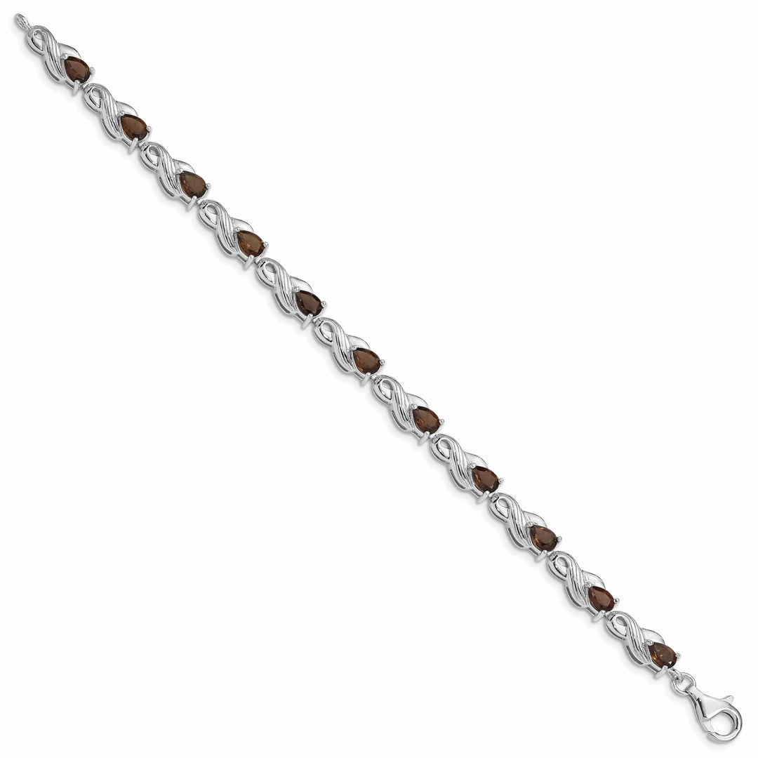 Silver Pear Shap Smoky Quartz Gemstone Bracelet
