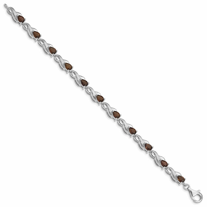 Silver Pear Shap Smoky Quartz Gemstone Bracelet
