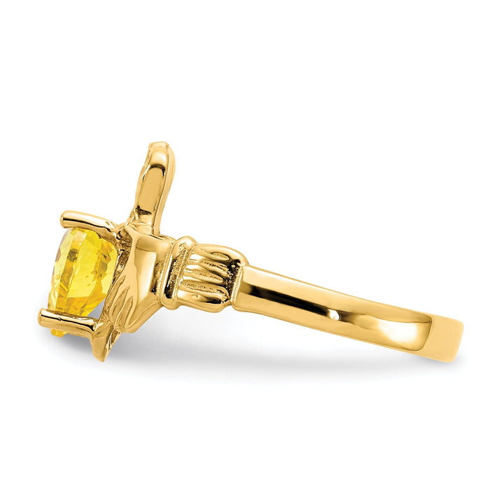 14k Yellow Gold November Birthstone Claddagh Ring