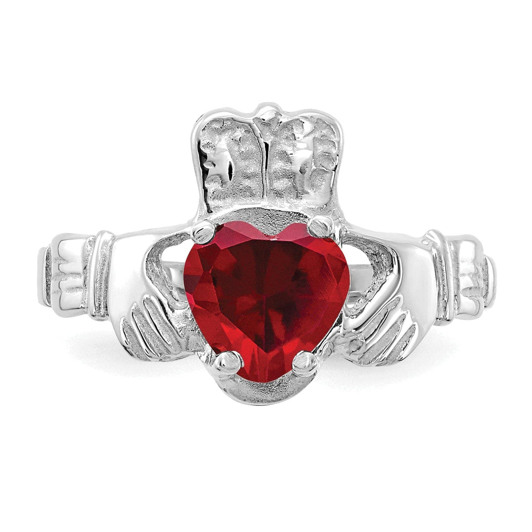 14k White Gold January Birthstone Claddagh Ring