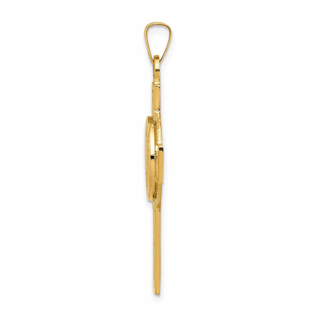 14k Yellow Gold Cross Saint Christopher Medal