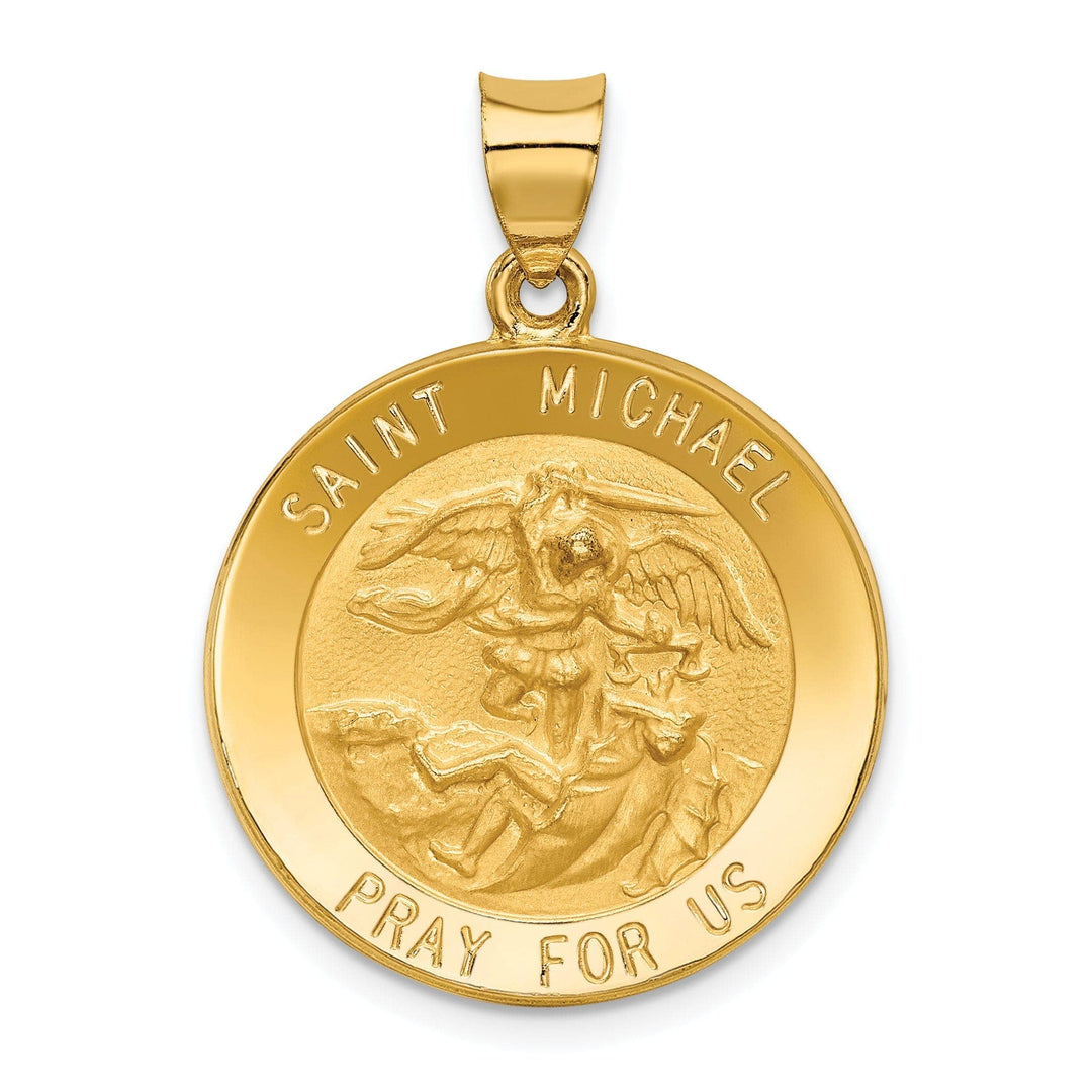 14k Yellow Gold Saint Michael Medal Pendant