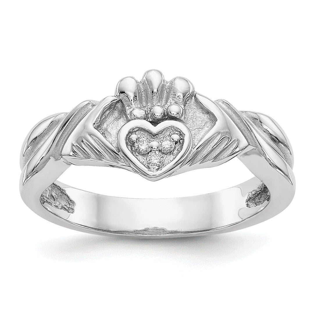 Ladies diamond 14kt white gold claddagh ring