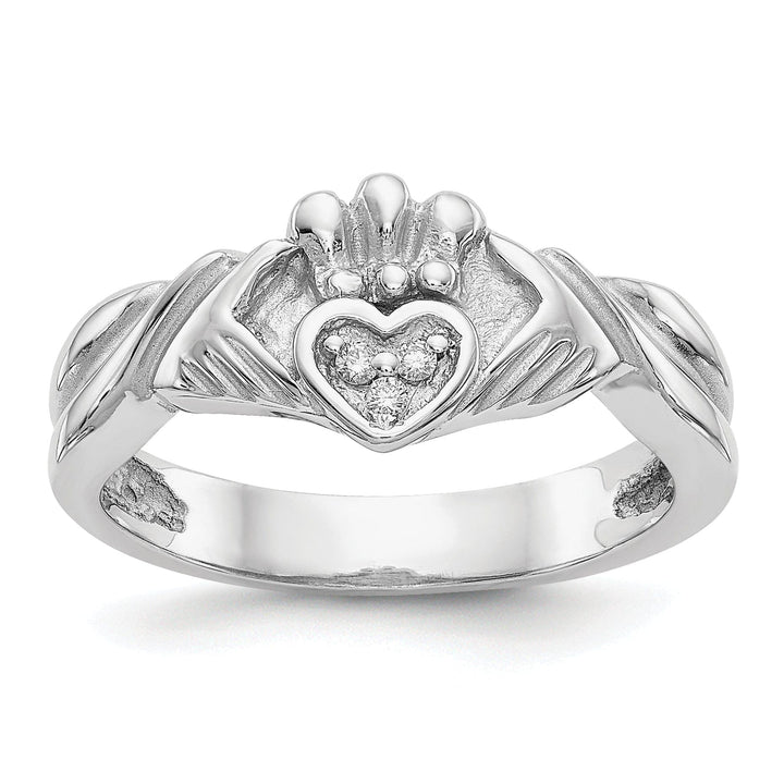 Ladies diamond 14kt white gold claddagh ring