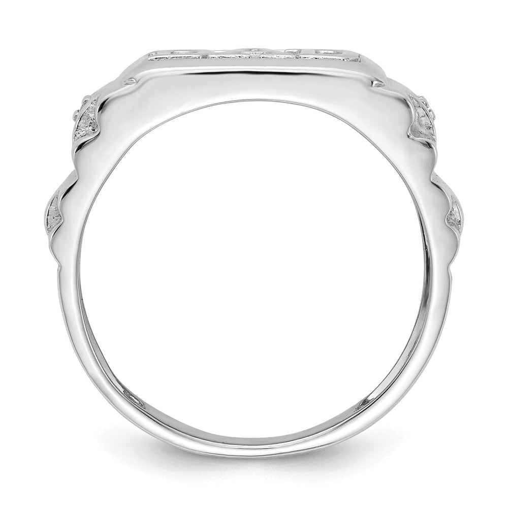 14k White Gold Polished Men's Diamond Dad Ring