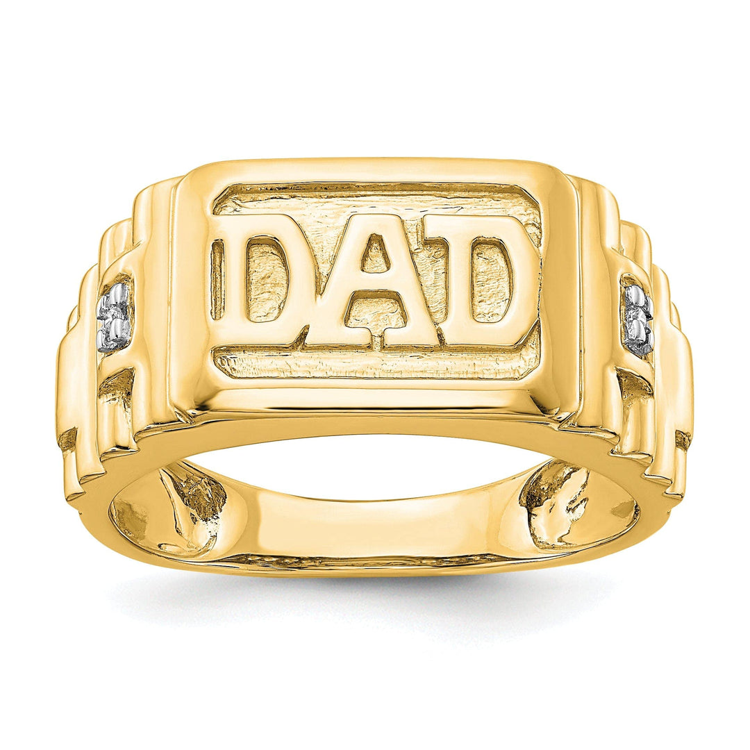 14k Yellow Gold Casted Men's Diamond Dad Ring