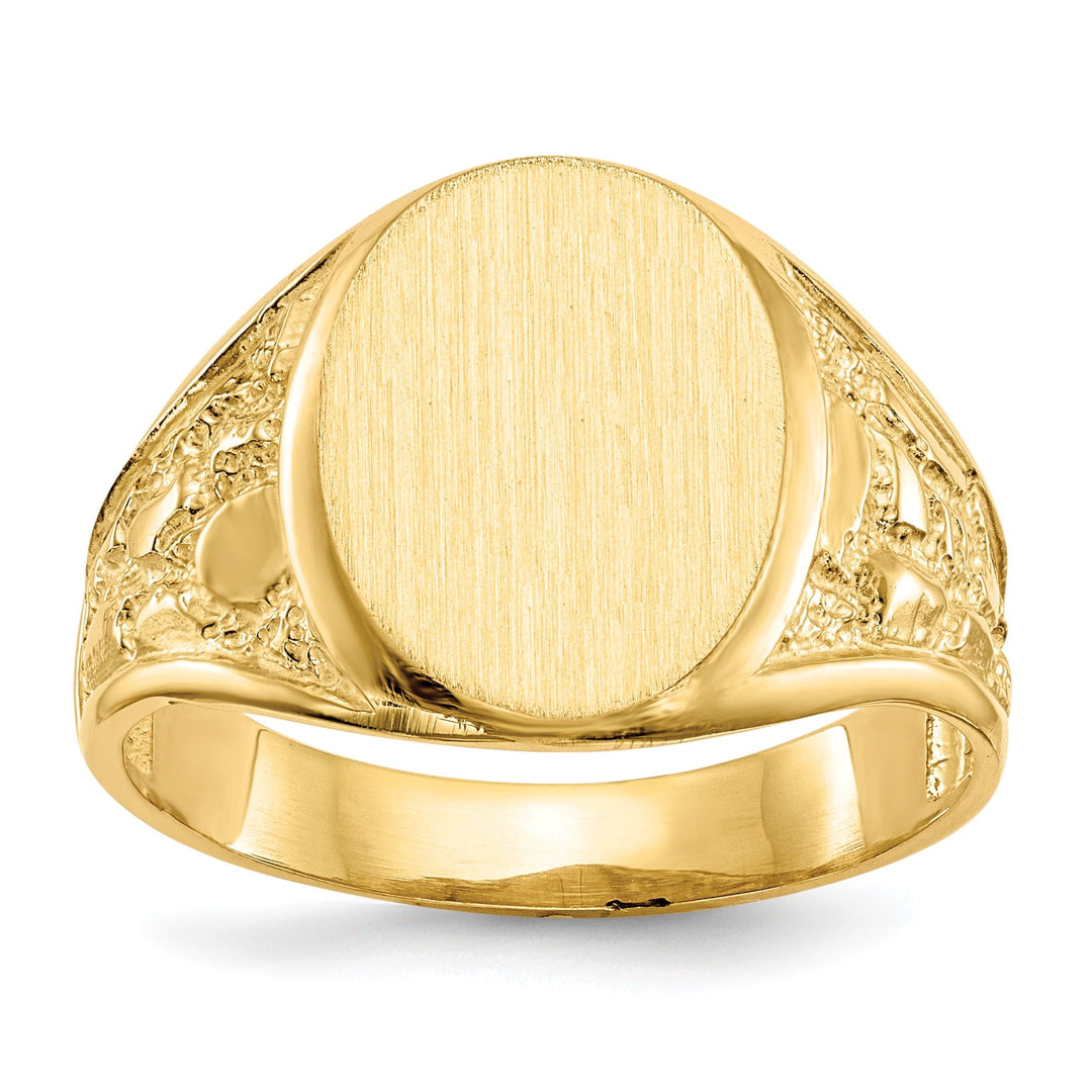14k Yellow Gold Men's Burnish Signet Ring