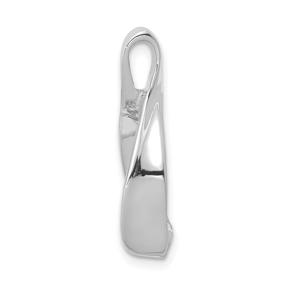 14k White Gold Polished Finish Solid Reversible Swirl Design Omega Slide Pendant fits upto 4 mm Omega