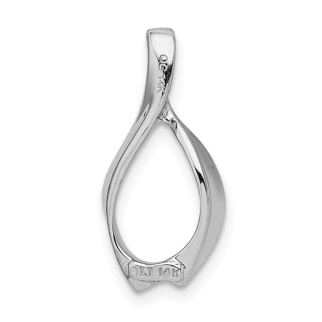 14k White Gold Polished Finish Solid Reversible Swirl Design Omega Slide Pendant fits upto 4 mm Omega