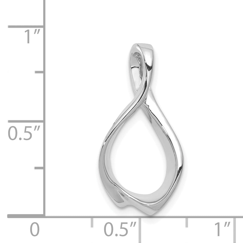 14k White Gold Polished Finish Solid Reversible Swirl Design Omega Slide Pendant fits upto 4 mm Omega