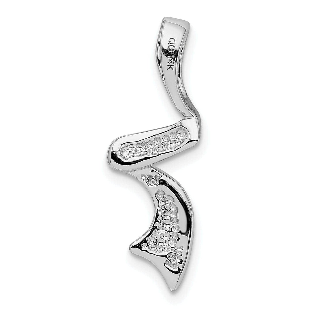 14k White Gold Polished Finish Solid Swirl Design Omega Slide Pendant fits upto 6 mm Omega