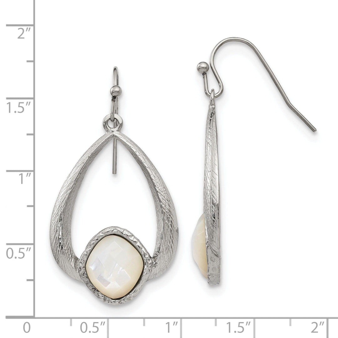 Stainless Steel Texture Mother of Pearl Earrings