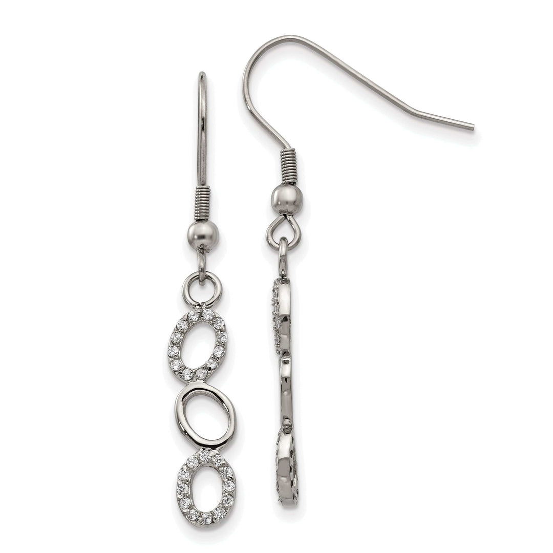 Stainless Steel CZ Shepherd Hook Earrings