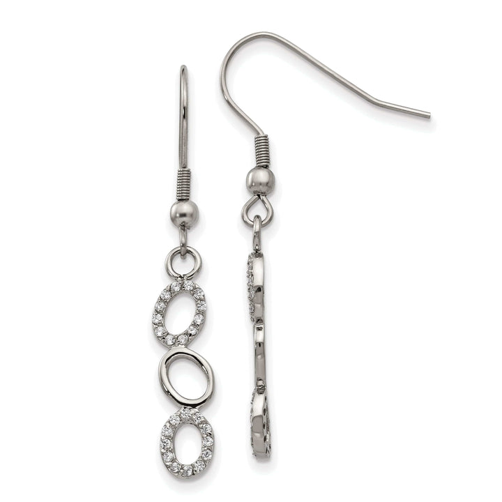 Stainless Steel CZ Shepherd Hook Earrings