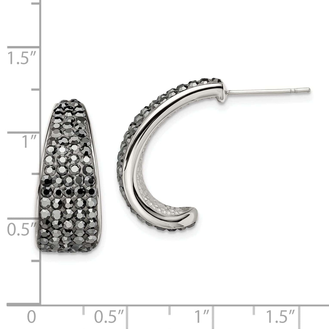 Stainless Steel Polished Crystal Post Earrings