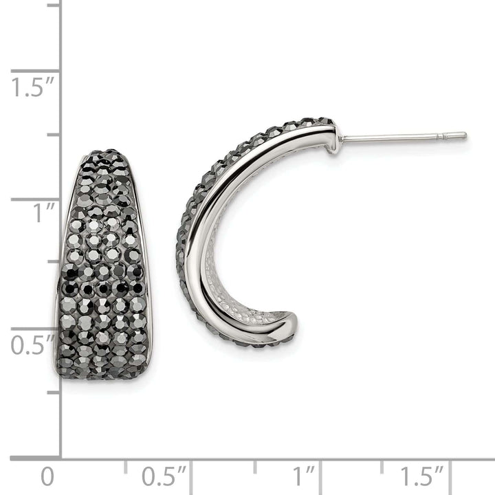 Stainless Steel Polished Crystal Post Earrings
