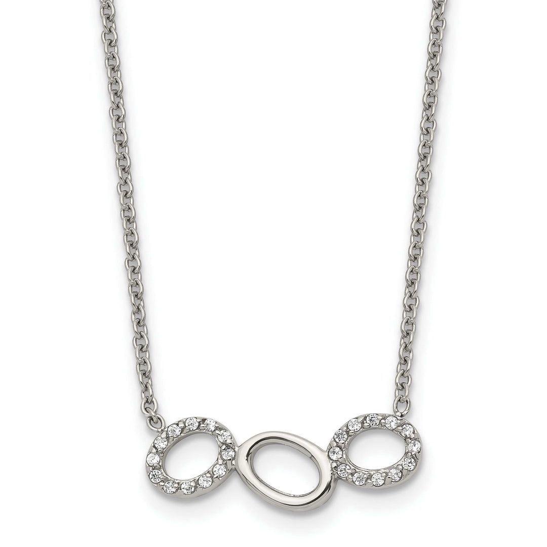 Stainless Steel Polished CZ Necklace