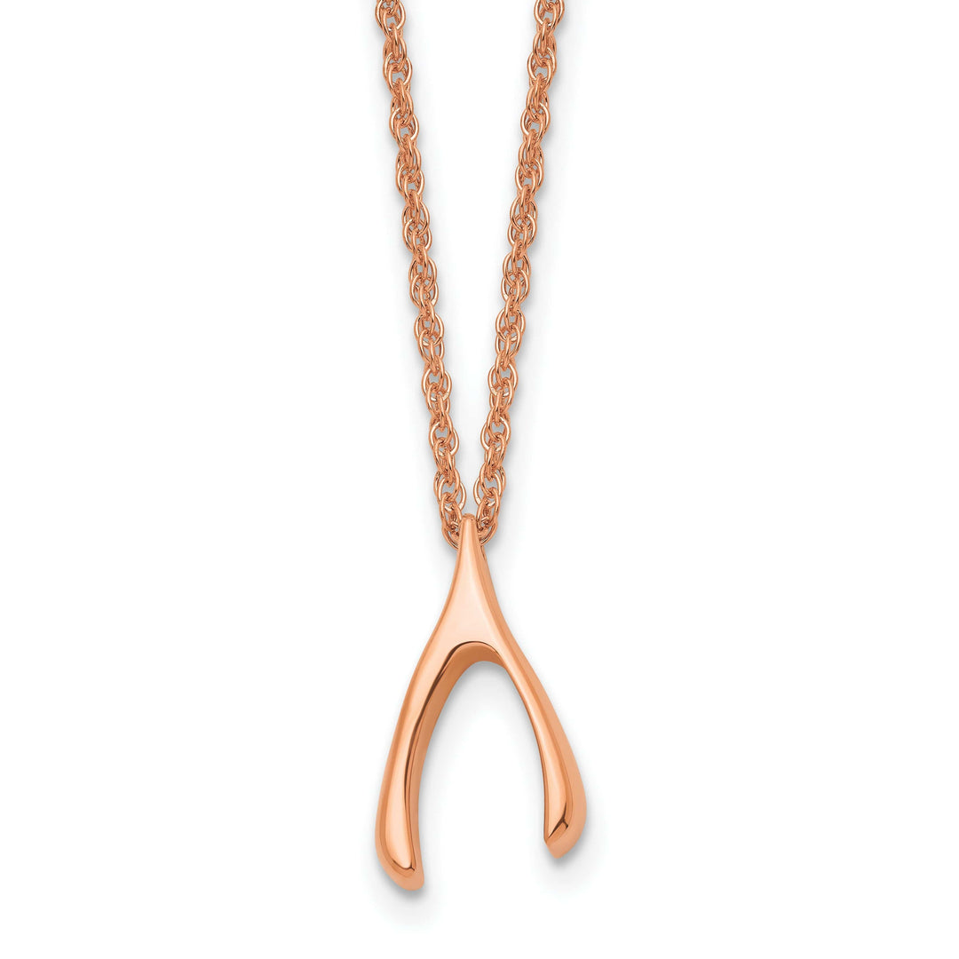 Staless Steel Polish Rose Wishbone Necklace