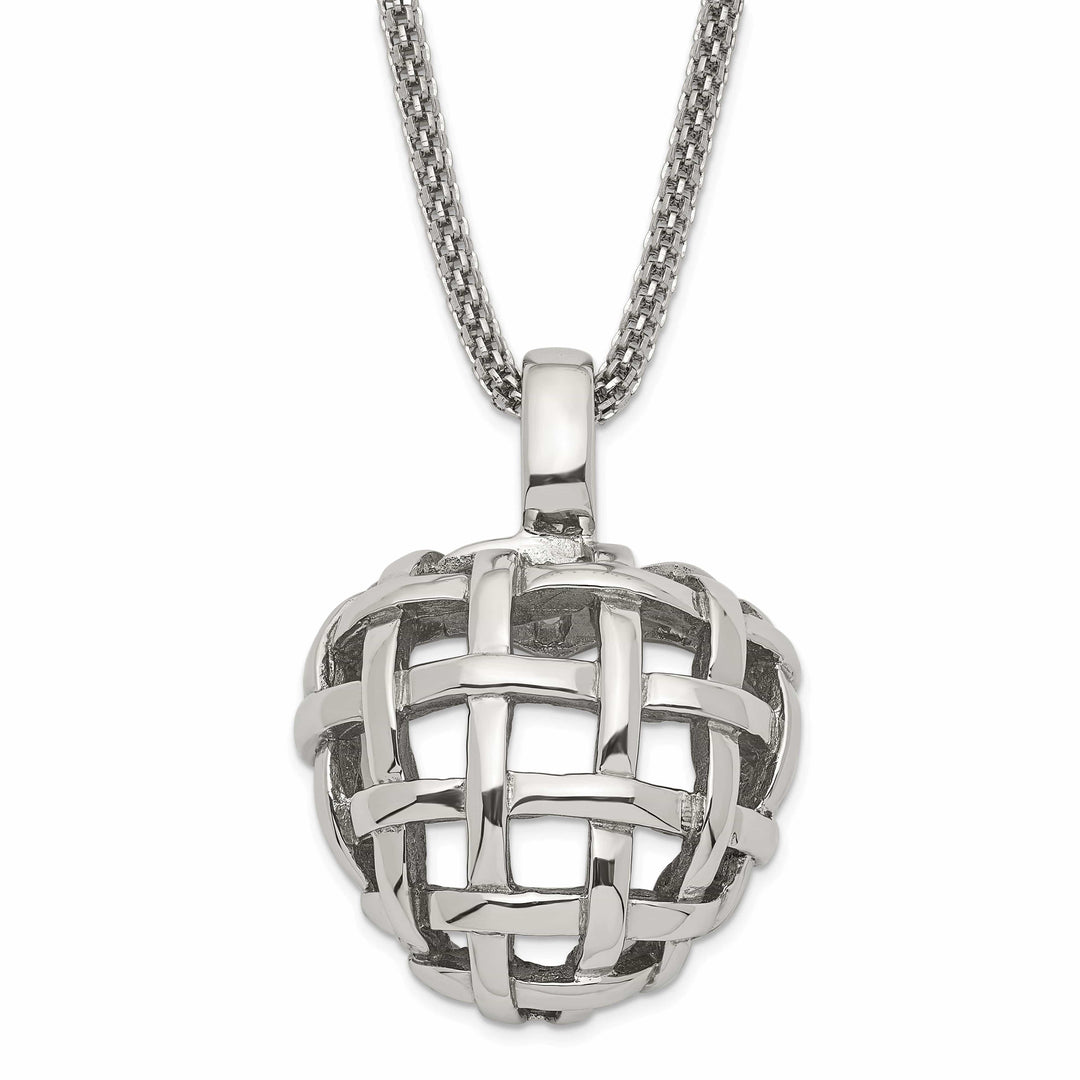 Stainless Steel Weave Style Pendant Necklace