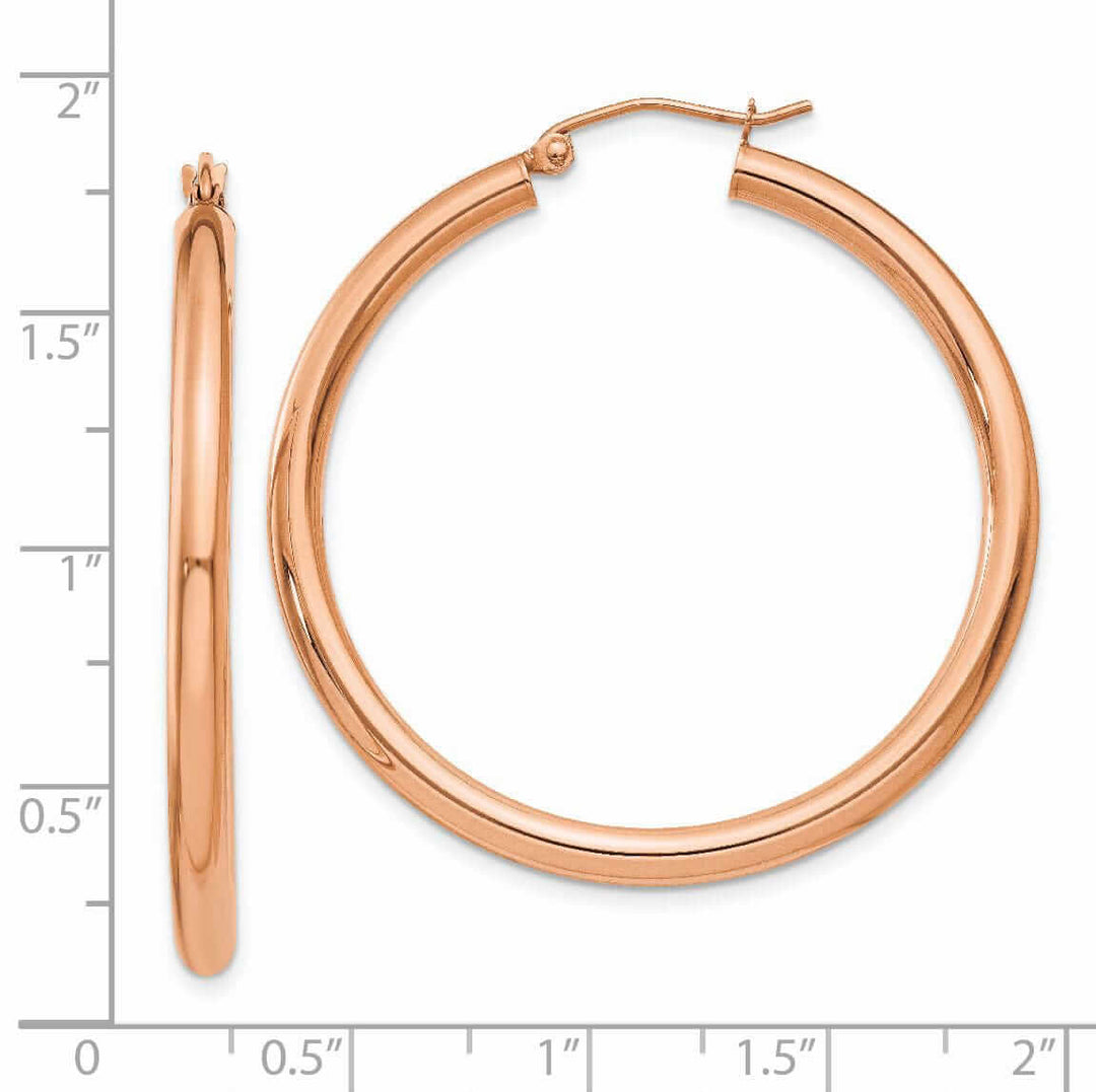 14k Rose Gold 3MM Hoop Earrings