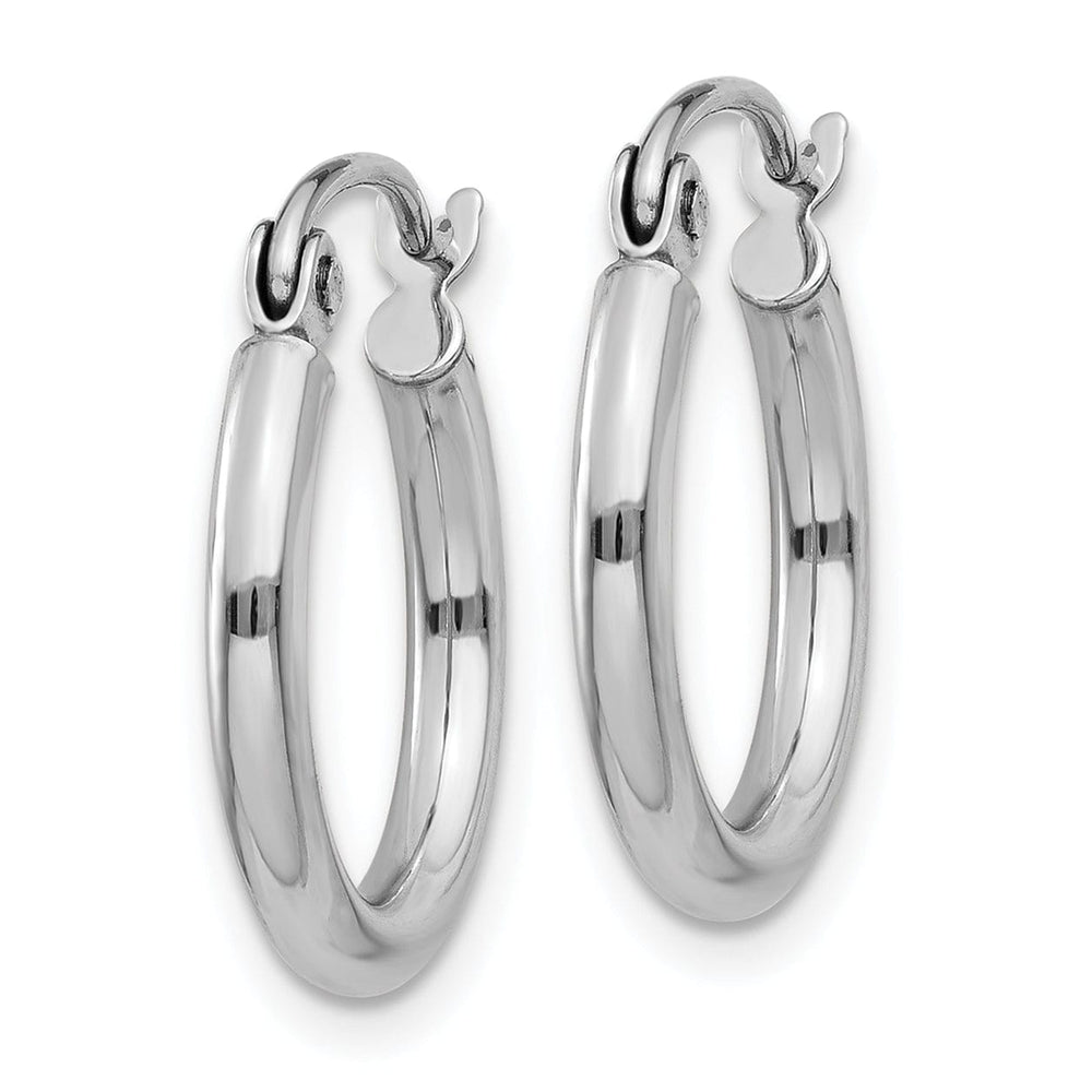 14k White Gold 2MM Round Hoop Earrings