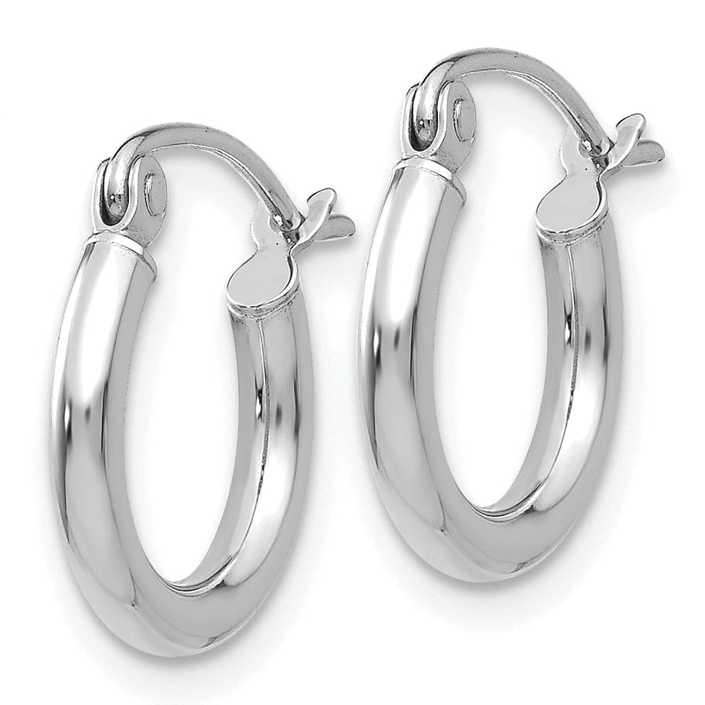 14k White Gold 2MM Round Hoop Earrings