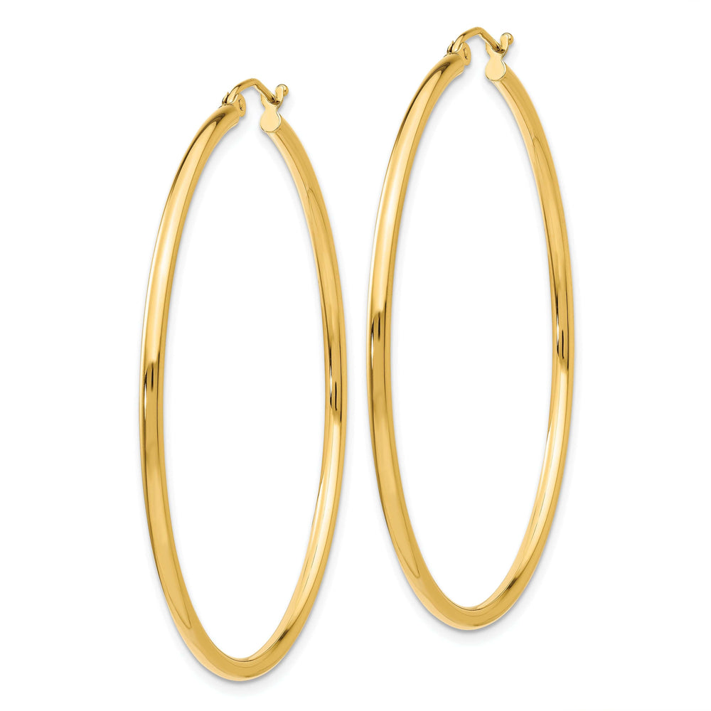 14k Yellow Gold Polished 2MM Round Hoop Earrings