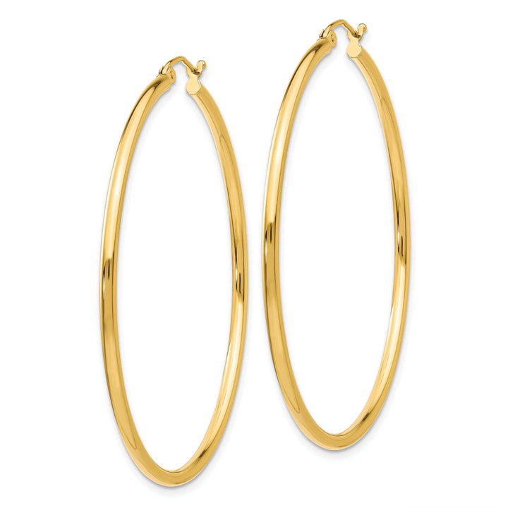 14k Yellow Gold Polished 2MM Round Hoop Earrings