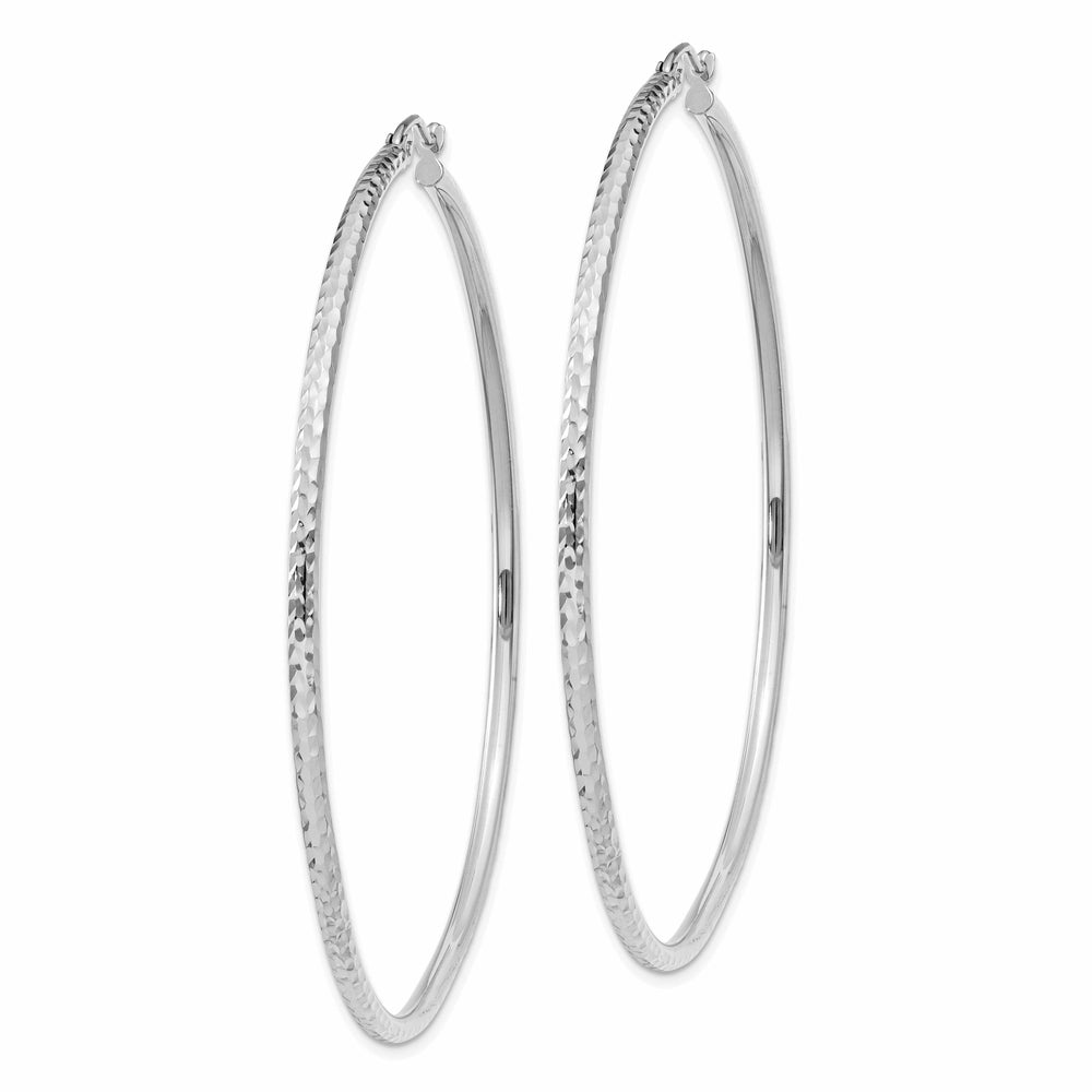 14k White Gold D-C 2MM Round Tube Hoop Earrings