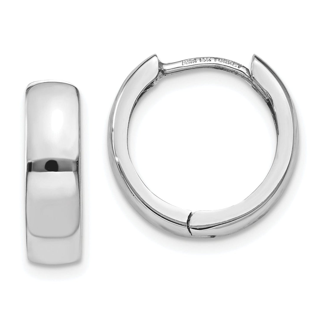14k White Gold Polished Solid Hoop Earrings