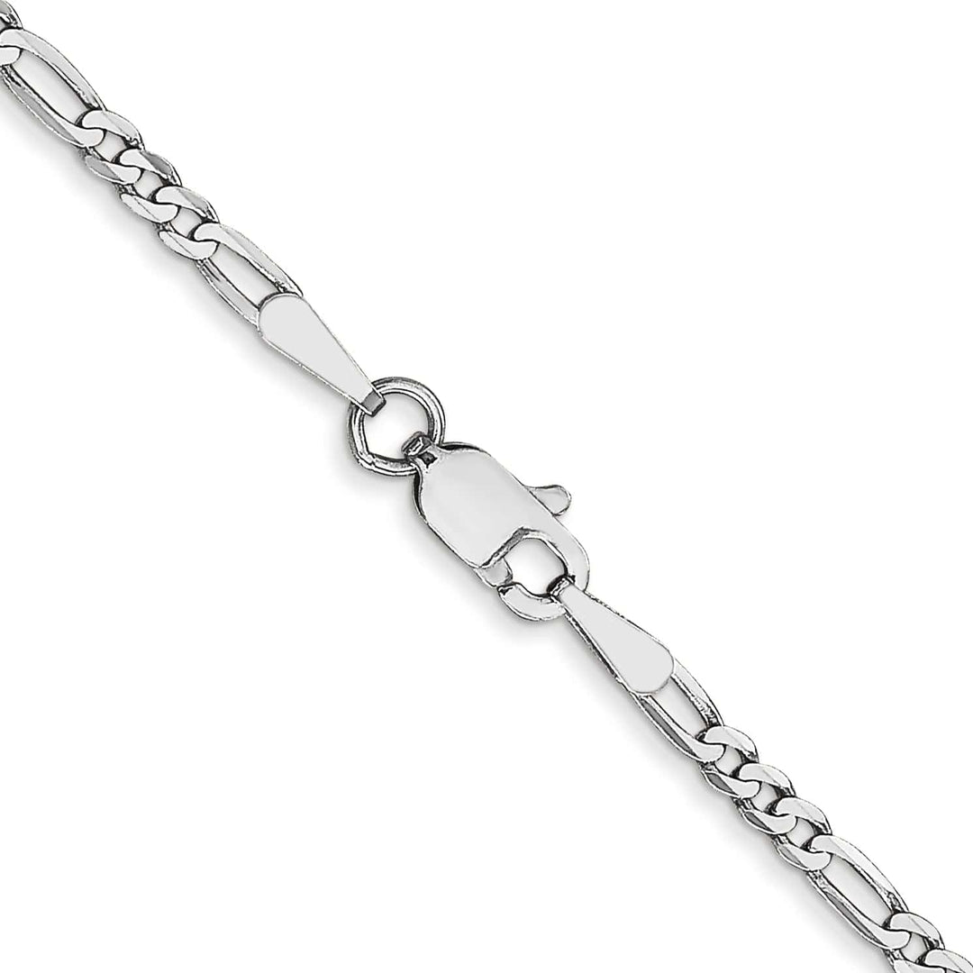 14k White Gold 2.4 MM Flat Figaro Chain