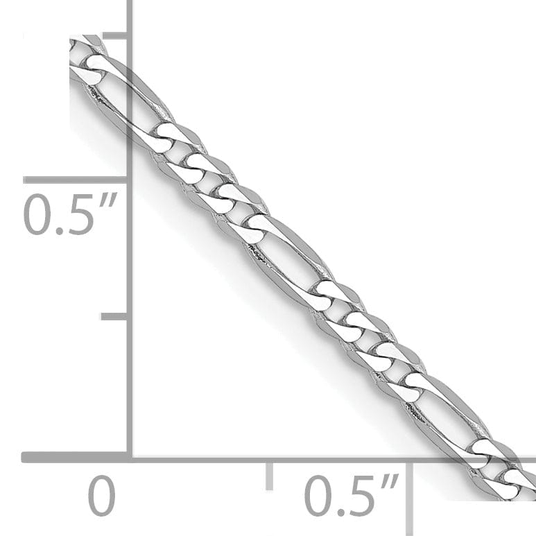 14k White Gold 2.4 MM Flat Figaro Chain