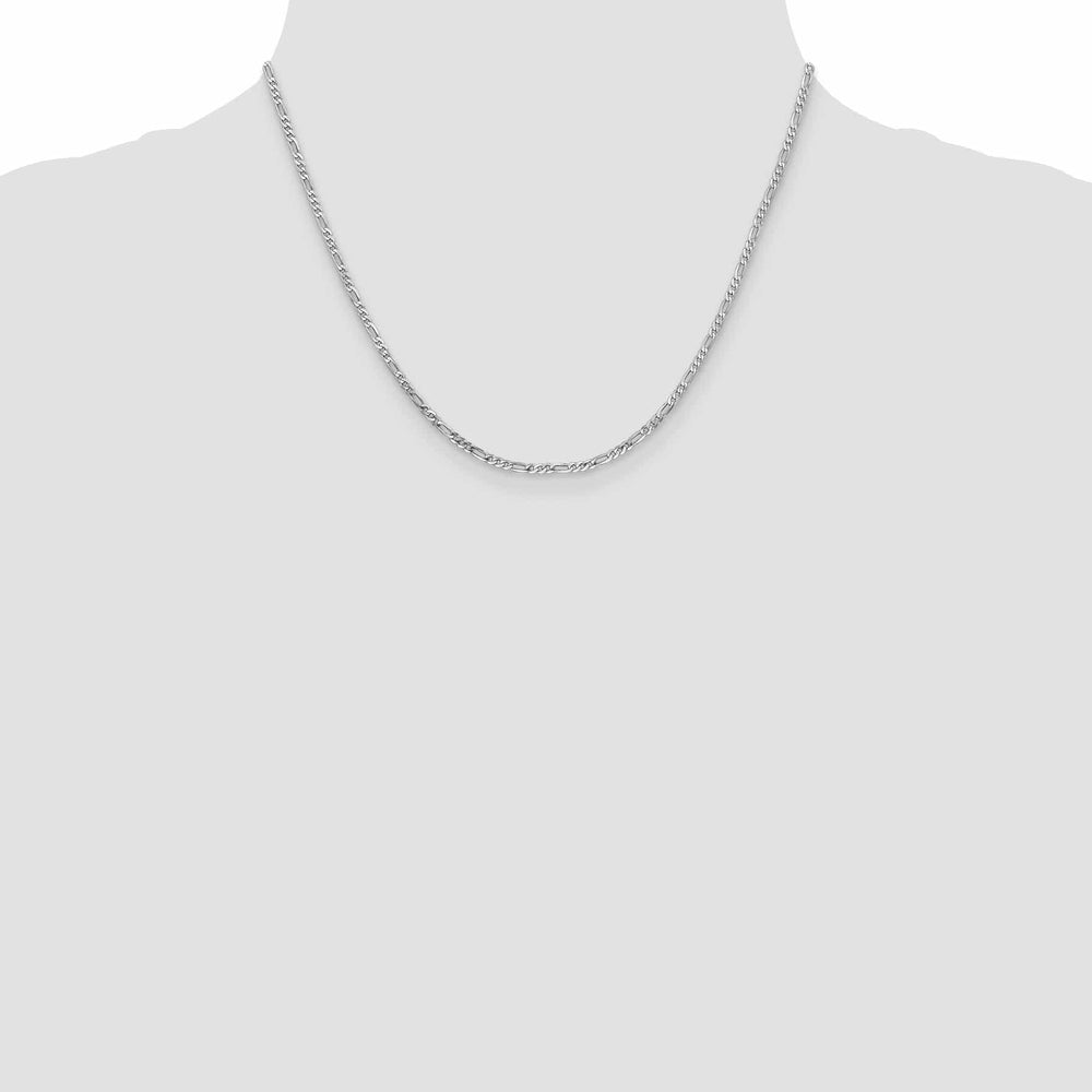 14k White Gold 2.4 MM Flat Figaro Chain