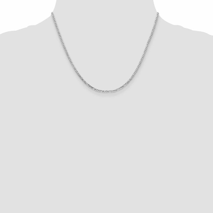 14k White Gold 2.4 MM Flat Figaro Chain
