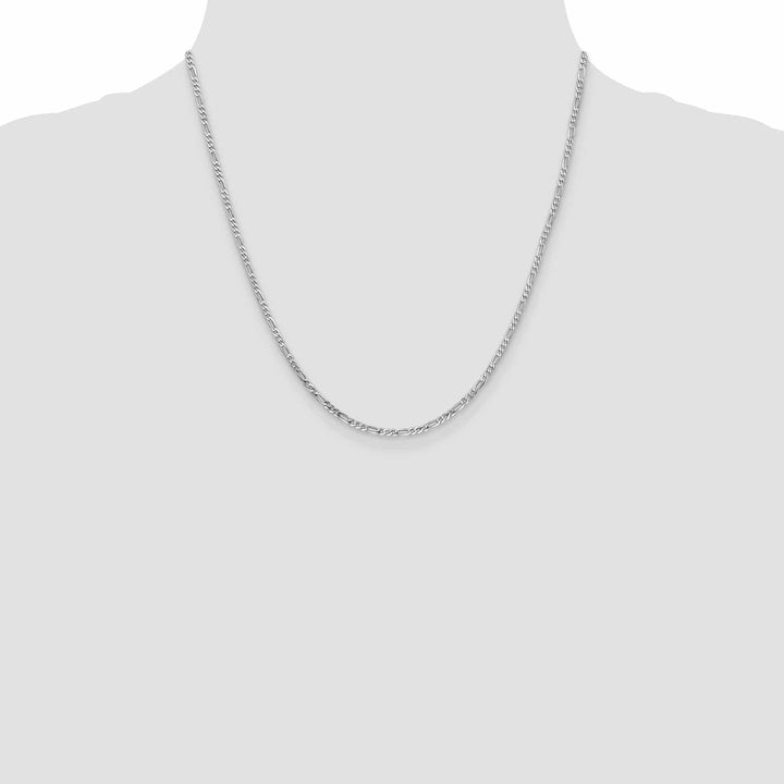 14k White Gold 2.4 MM Flat Figaro Chain