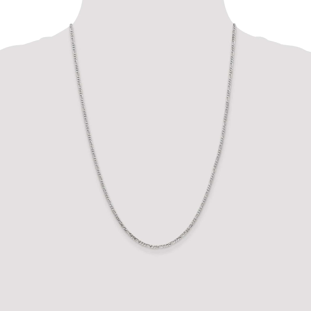 14k White Gold 2.4 MM Flat Figaro Chain