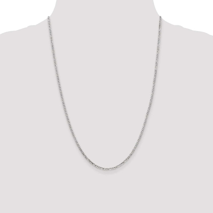 14k White Gold 2.4 MM Flat Figaro Chain