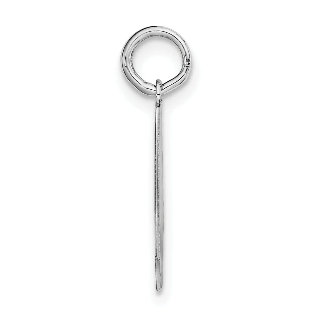 14k White Gold Satin Brush Finish Medium Size Number 4 Charm Pendant