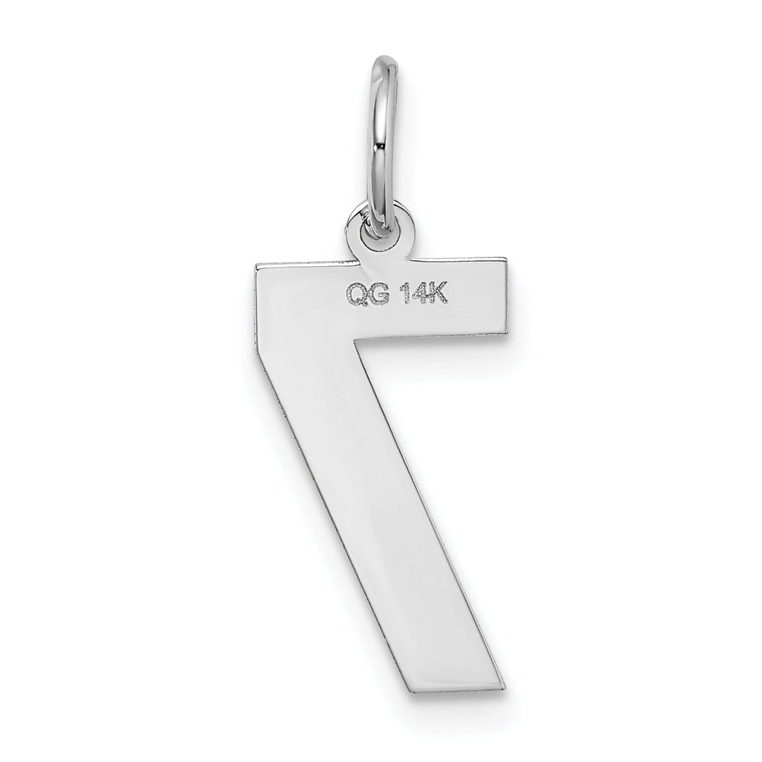 14k White Gold Satin Brush Finish Medium Size Number 7 Charm Pendant
