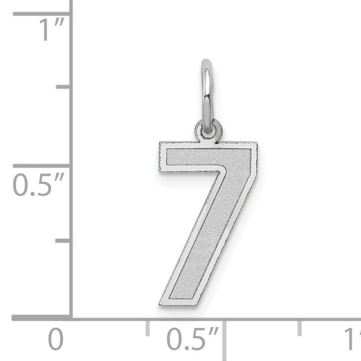 14k White Gold Satin Brush Finish Medium Size Number 7 Charm Pendant