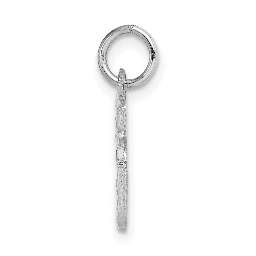 14k White Gold Small Size Diamond Cut Texture Finish Number 5 Charm Pendant