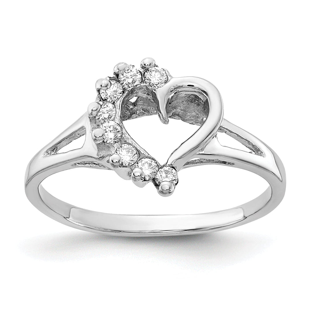 14k White Gold Polished Diamond Heart Ring