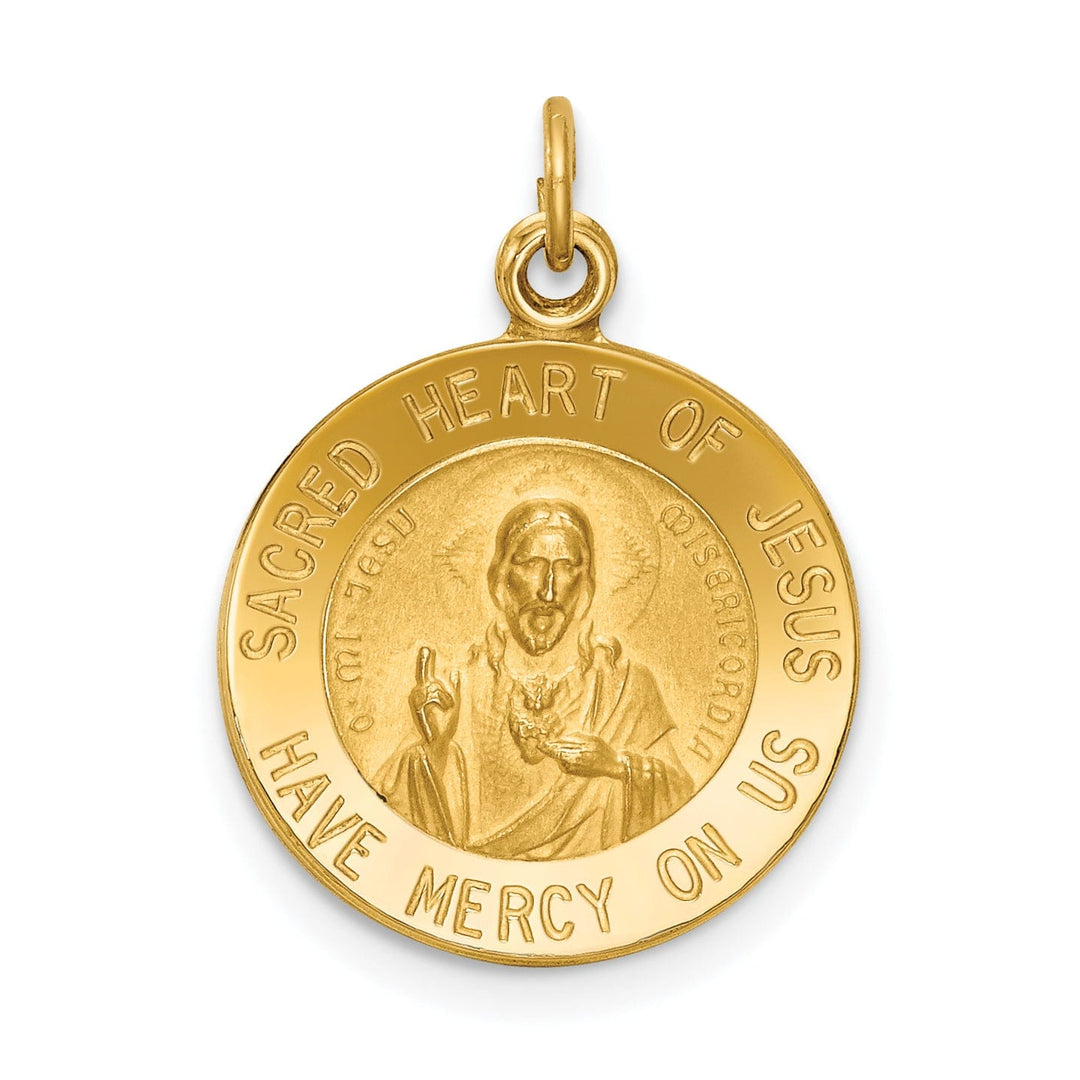 14k Yellow Gold Sacred Heart Jesus Medal Charm
